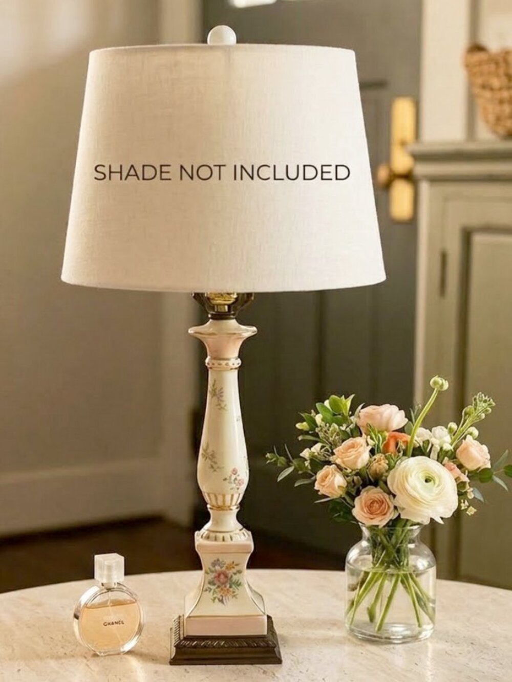 Vintage Porcelain Floral Table Lamp – Works Perfectly (No Shade)